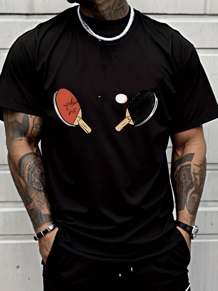 Mens Summer Tee Cartoon Table  - Table Tennis Outfit Male review and price